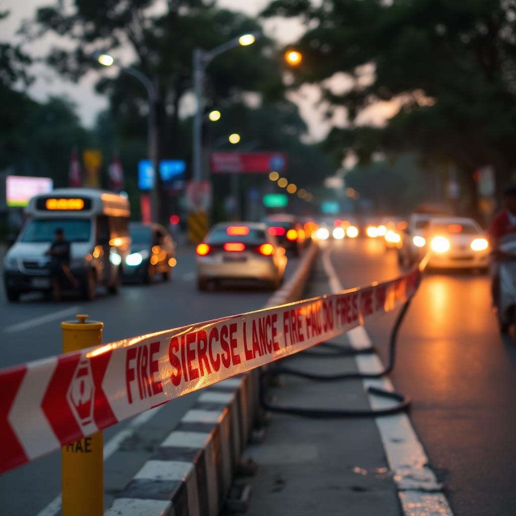 Fire risk from gas leak on main road — 1